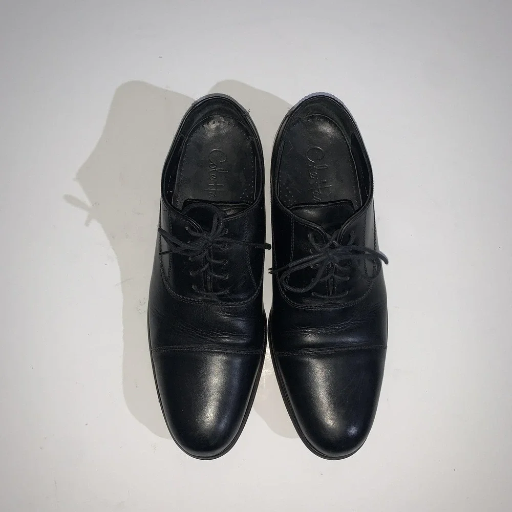Cole Haan Shoes Mens Size 9.5 Black Oxford Cap Toe Leather Dress Lace Up C08750